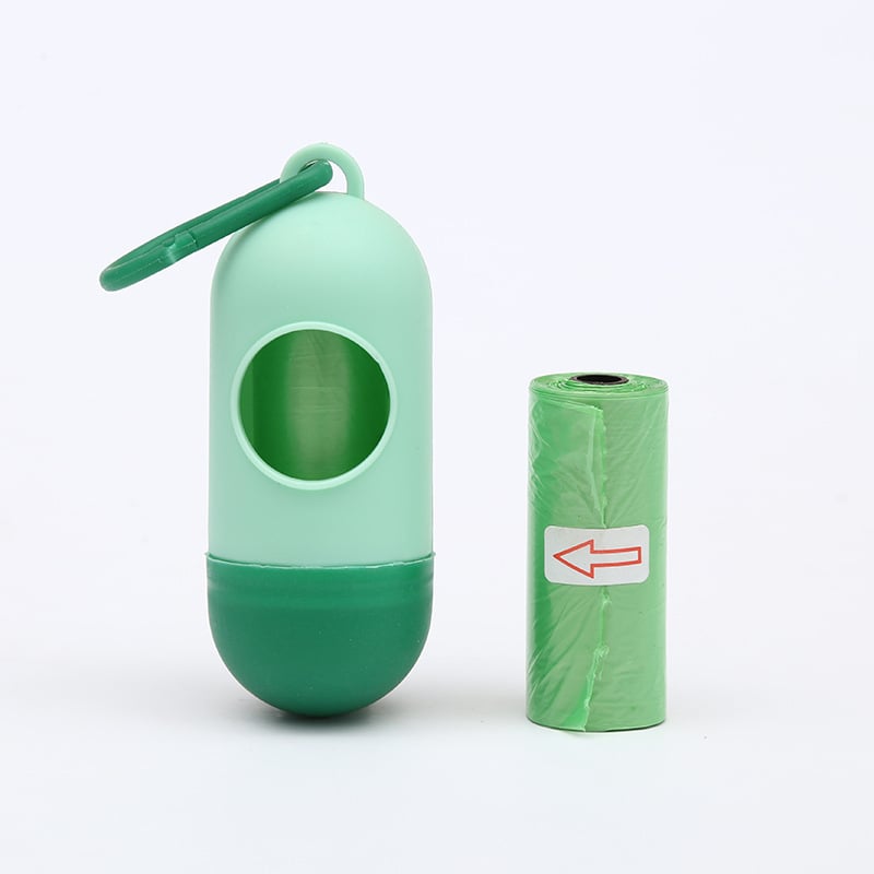 Dispenser portabil cu capsule pentru pungile de gunoi ale câinelui, pungi monocromatice