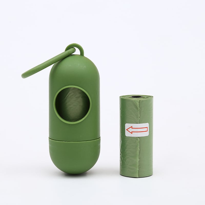 Dispenser portabil cu capsule pentru pungile de gunoi ale câinelui, pungi monocromatice