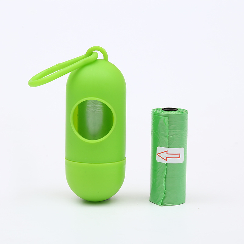 Dispenser portabil cu capsule pentru pungile de gunoi ale câinelui, pungi monocromatice
