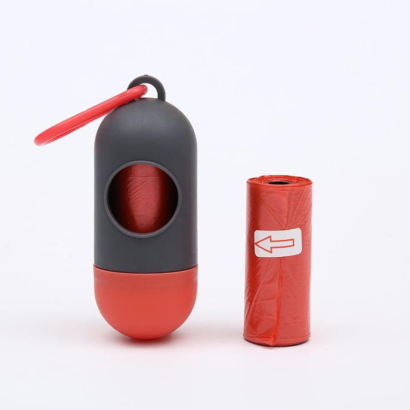 Dispenser portabil cu capsule pentru pungile de gunoi ale câinelui, pungi monocromatice