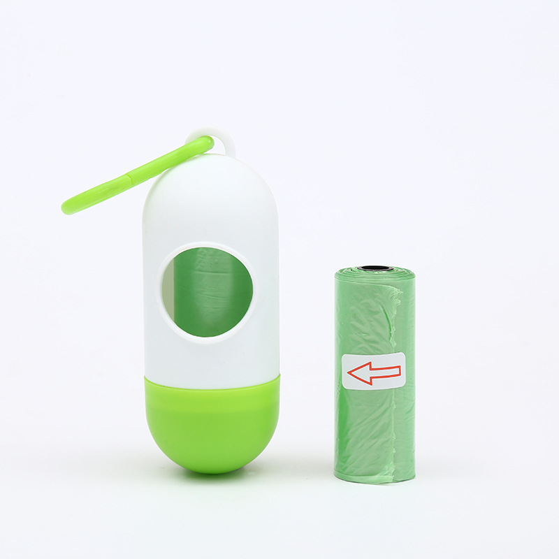 Dispenser portabil cu capsule pentru pungile de gunoi ale câinelui, pungi monocromatice