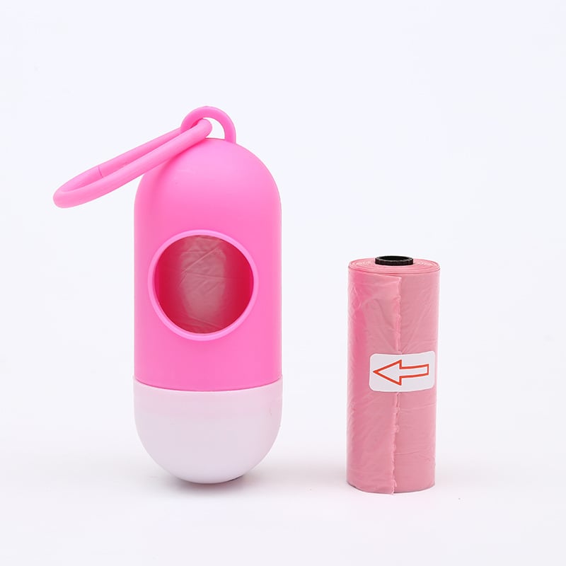 Dispenser portabil cu capsule pentru pungile de gunoi ale câinelui, pungi monocromatice