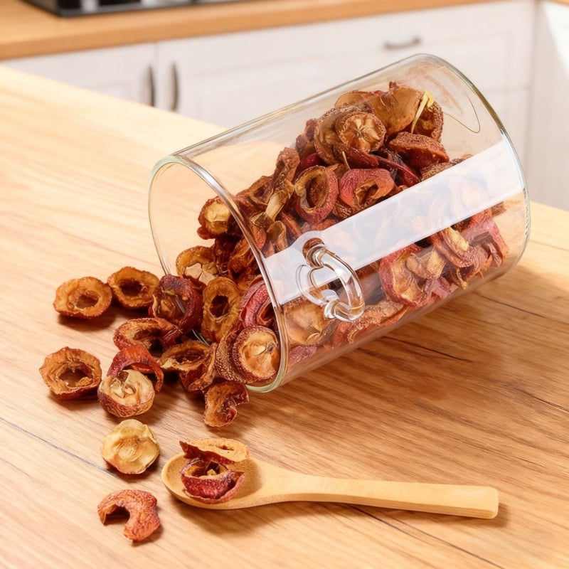 Recipient din sticlă cu mâner și lingură, borcan pentru ceai, sticlă borosilicat de înaltă rezistență pentru cereale