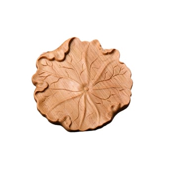 Suport pentru ceai din lemn de tuia, gravură autentică cu motiv de frunză de lotus și design zen