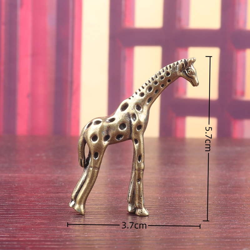 Girafă din cupru, finisaj bronz antic – figură pentru ceai, decor animal