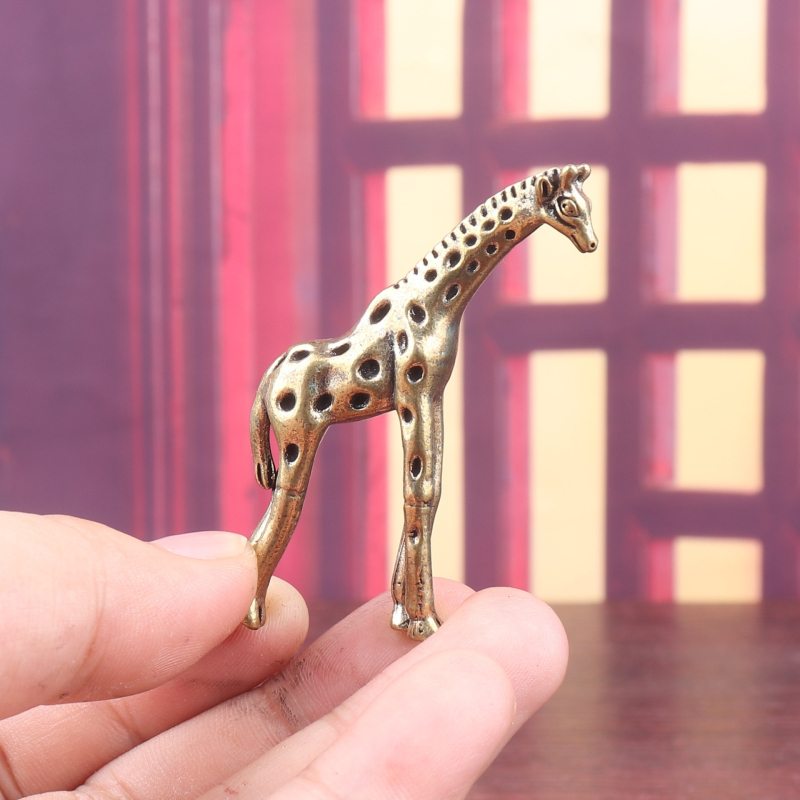 Girafă din cupru, finisaj bronz antic – figură pentru ceai, decor animal