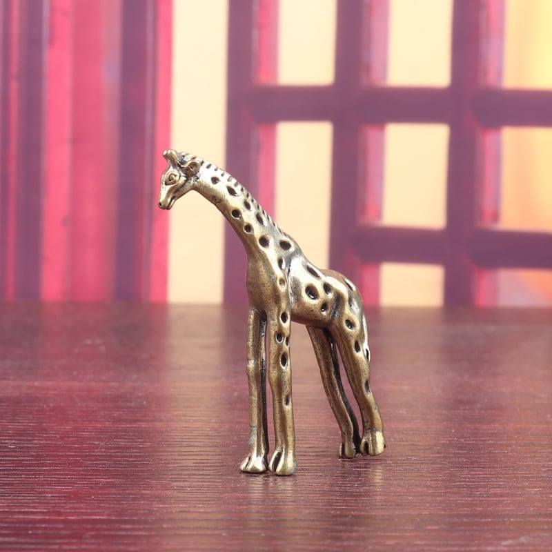Girafă din cupru, finisaj bronz antic – figură pentru ceai, decor animal