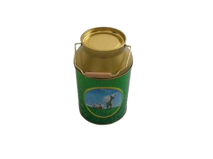 Recipient metalic pentru ceai, negru, rotund, din tablă de tin, imprimare offset, culoare personalizabilă
