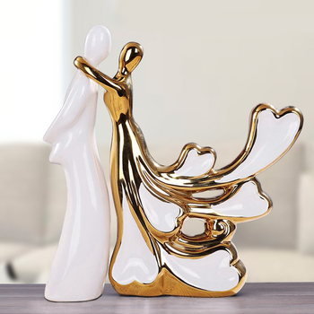 Honghe figură ceramică din porțelan cu luciu monocrom – artizanat electroplatat pentru decorul casei