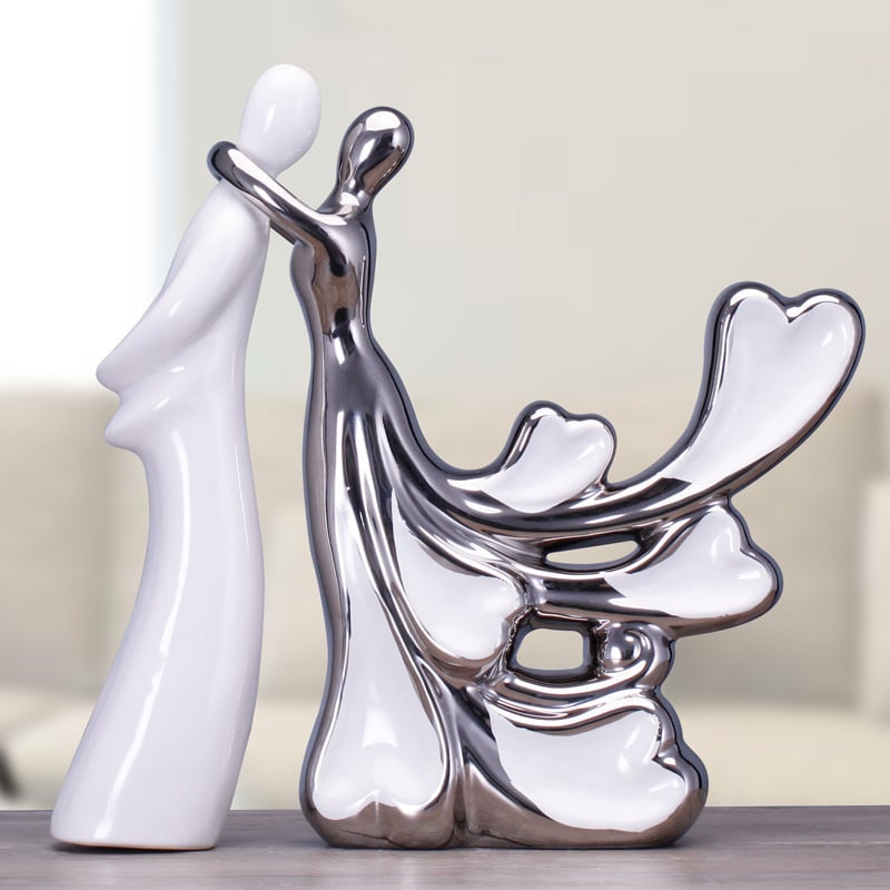 Honghe figură ceramică din porțelan cu luciu monocrom – artizanat electroplatat pentru decorul casei