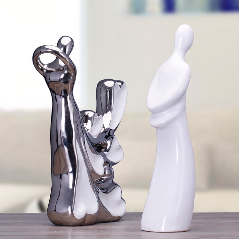 Honghe figură ceramică din porțelan cu luciu monocrom – artizanat electroplatat pentru decorul casei