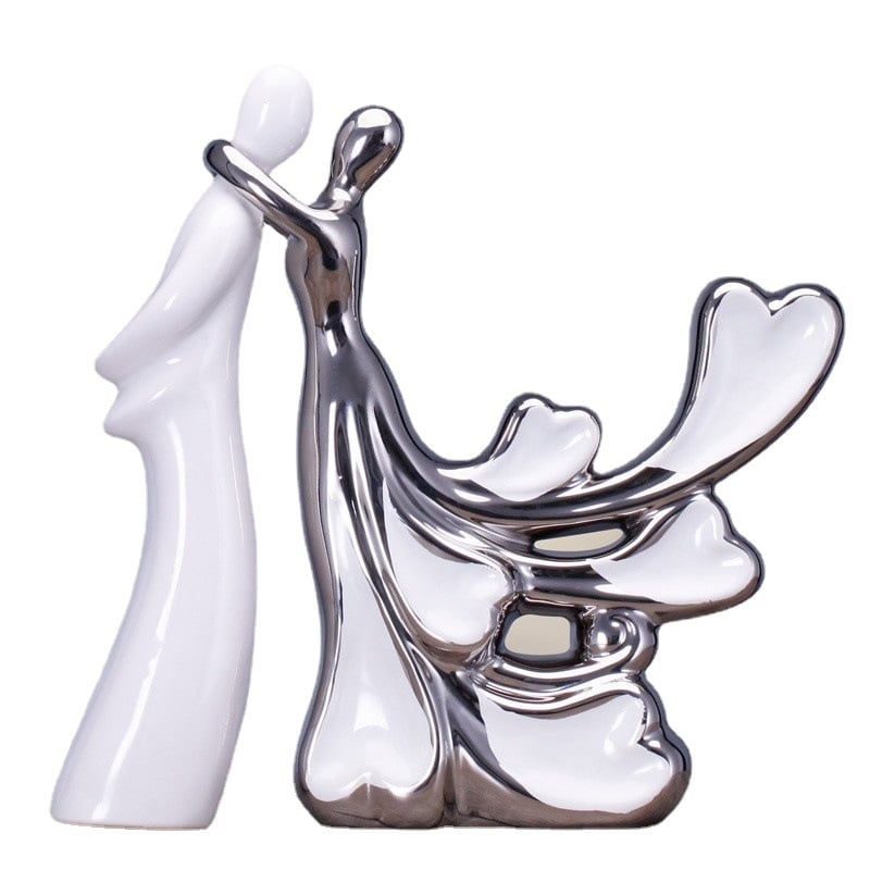 Honghe figură ceramică din porțelan cu luciu monocrom – artizanat electroplatat pentru decorul casei