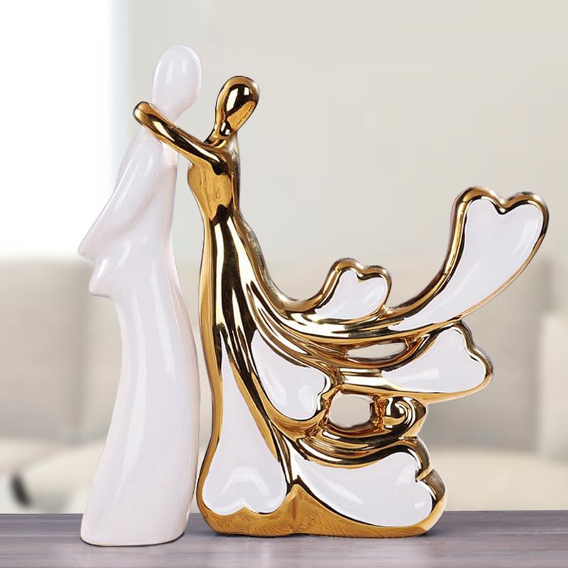 Honghe figură ceramică din porțelan cu luciu monocrom – artizanat electroplatat pentru decorul casei