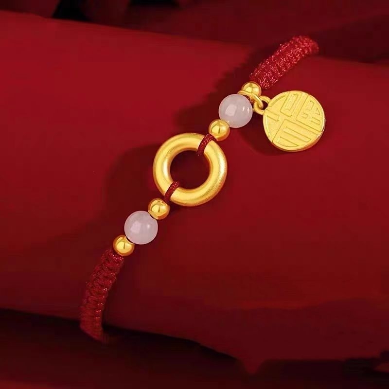 Narukvica od crvenog užeta s kopčom Fu Brand Ping An — unisex, sreća u godini zodijaka