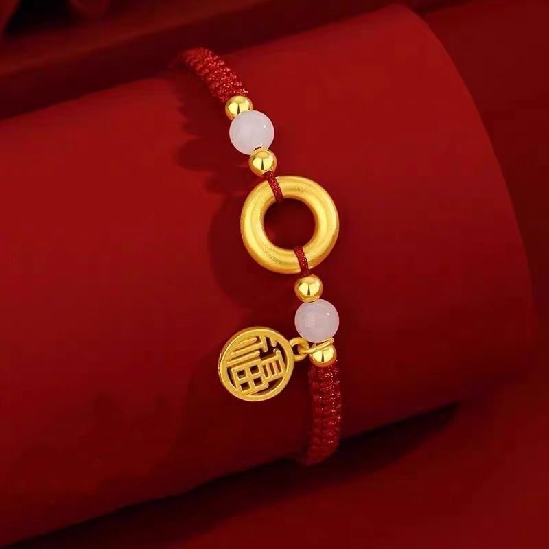 Narukvica od crvenog užeta s kopčom Fu Brand Ping An — unisex, sreća u godini zodijaka