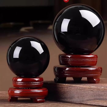 Sferă mare din obsidian negru, lustruită, pentru sufragerie, birou și hol
