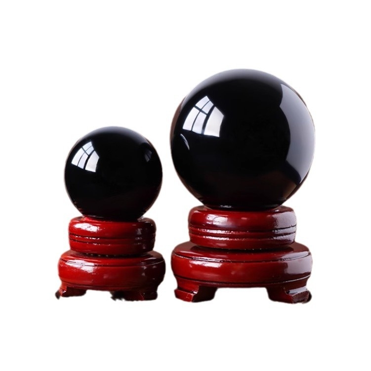 Sferă mare din obsidian negru, lustruită, pentru sufragerie, birou și hol