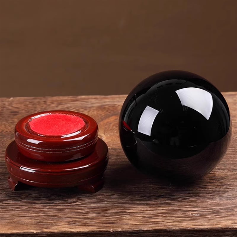 Sferă mare din obsidian negru, lustruită, pentru sufragerie, birou și hol