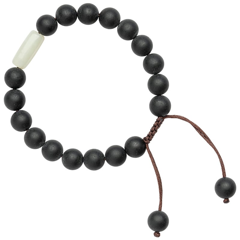 Brățară mala cu mărgele de chihlimbar și jad vechi, bijuterii etnice unisex, stil retro chinezesc