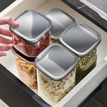 Recipient din sticlă pentru depozitarea alimentelor, cu capacitate mare, transparent, rezistent la umezeală, pentru fasole și mei