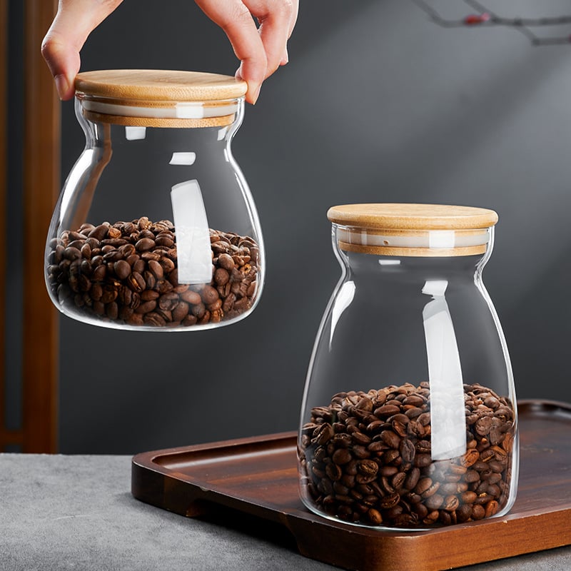 Recipient din sticlă borosilicat de înaltă calitate, capac din bambus Transparent, 800-1000 ml, recipient de depozitare pentru ceai, rezistent la umezeală