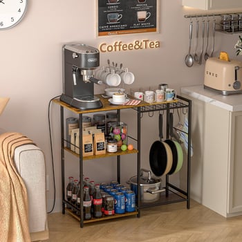 Raft multifuncțional pentru cuptorul cu microunde, cu roți, metal, 3 etaje