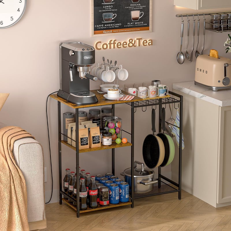 Raft multifuncțional pentru cuptorul cu microunde, cu roți, metal, 3 etaje