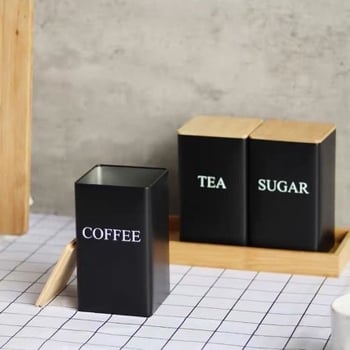 Recipient pentru ceai în stil japonez, capac din bambus, recipient de bucătărie rezistent la umezeală pentru depozitarea ceaiului și a boabelor de cafea