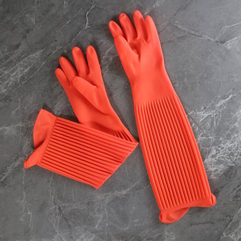 Mănuși din latex impermeabil, lungi, pentru uz casnic, ideale pentru spălat vase în timpul iernii și treburile bucătăriei.