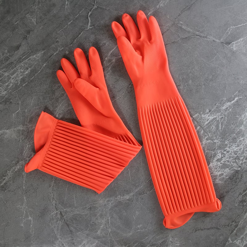 Mănuși din latex impermeabil, lungi, pentru uz casnic, ideale pentru spălat vase în timpul iernii și treburile bucătăriei.