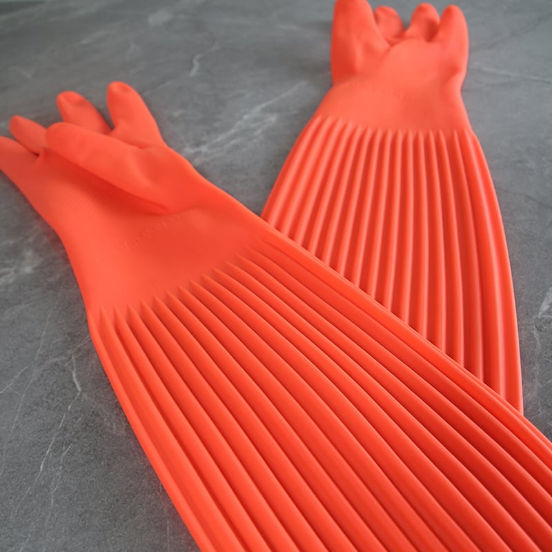 Mănuși din latex impermeabil, lungi, pentru uz casnic, ideale pentru spălat vase în timpul iernii și treburile bucătăriei.