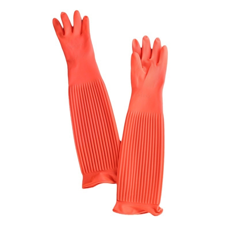 Mănuși din latex impermeabil, lungi, pentru uz casnic, ideale pentru spălat vase în timpul iernii și treburile bucătăriei.