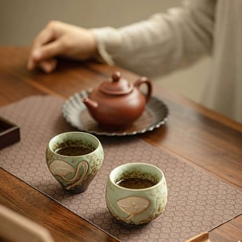Set de cești de ceai pentru cuplu din porțelan cu glazură roci, cu o ceașcă principală — stil antic kiln Kung Fu ceai