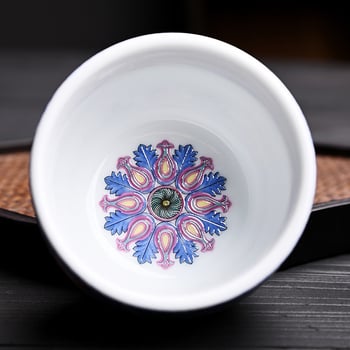Set de ceai Phoenix Tail din ceramică emailată — ceașcă unică, ceremonial de ceai