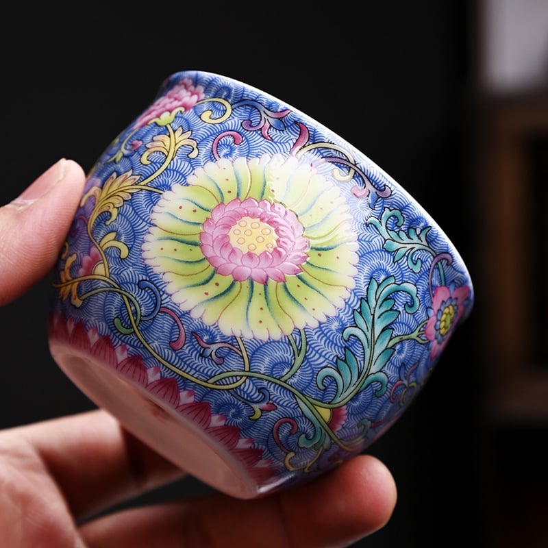 Set de ceai Phoenix Tail din ceramică emailată — ceașcă unică, ceremonial de ceai