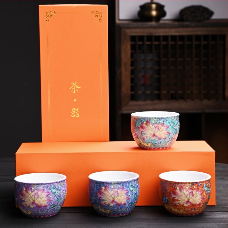Set de ceai Phoenix Tail din ceramică emailată — ceașcă unică, ceremonial de ceai