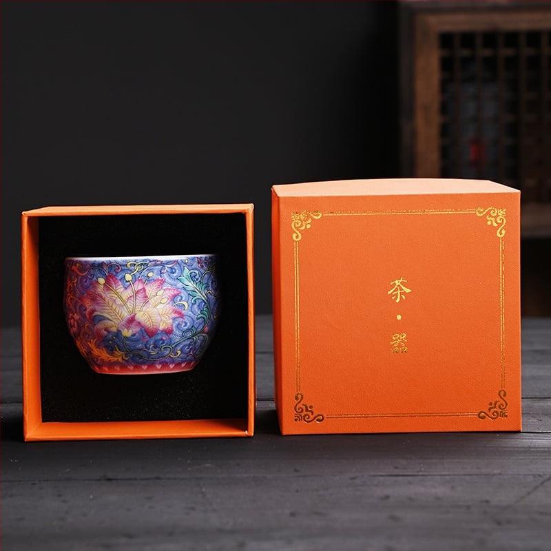 Set de ceai Phoenix Tail din ceramică emailată — ceașcă unică, ceremonial de ceai