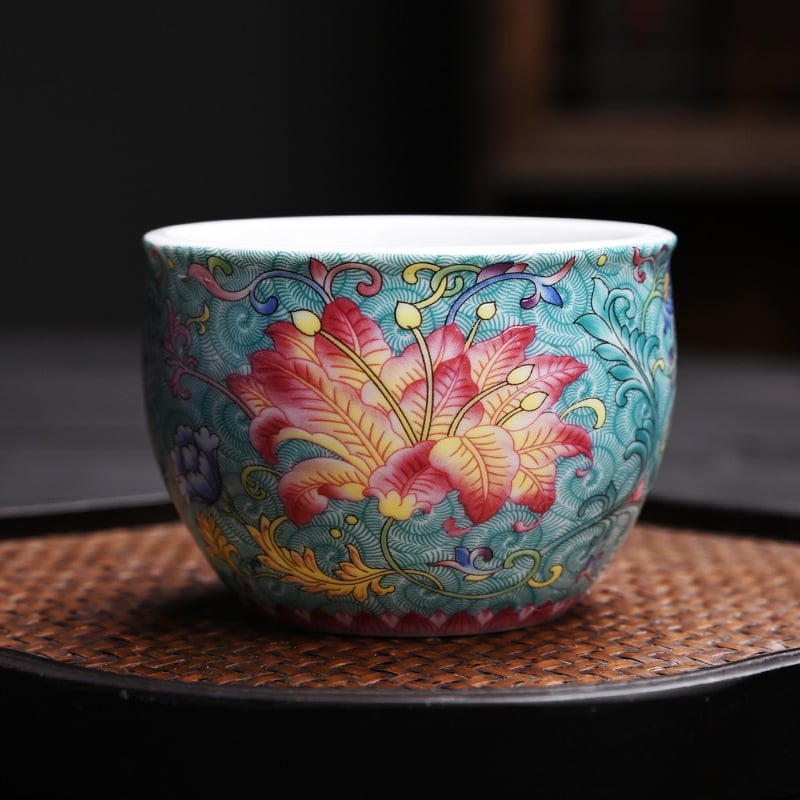 Set de ceai Phoenix Tail din ceramică emailată — ceașcă unică, ceremonial de ceai