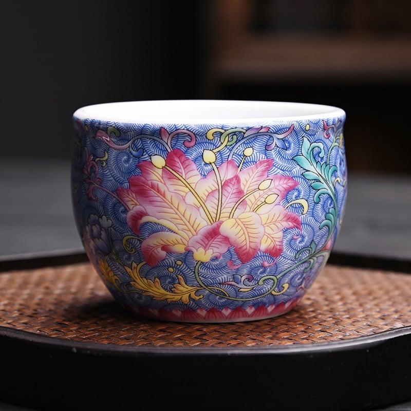 Set de ceai Phoenix Tail din ceramică emailată — ceașcă unică, ceremonial de ceai