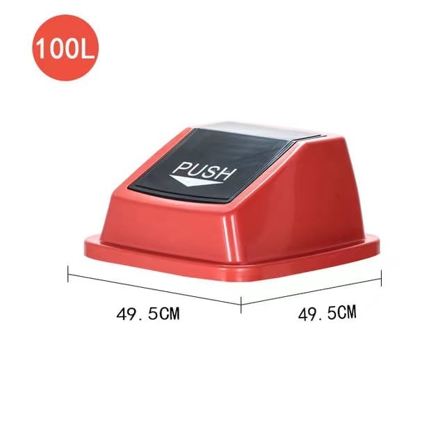 Coș de gunoi din plastic cu capac basculant, exterior, pentru uz comercial/oficiu.
