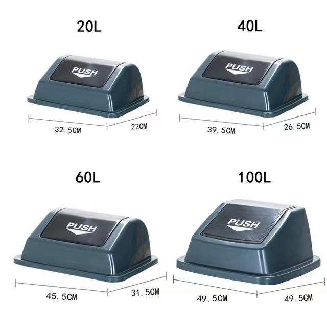 Coș de gunoi din plastic cu capac basculant, exterior, pentru uz comercial/oficiu.