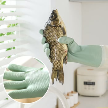 Mănuși de spălat vase cu căptușeală fleece, lungime extinsă, pentru bucătărie, din latex