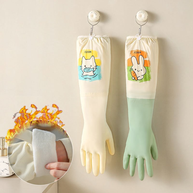 Mănuși de spălat vase cu căptușeală fleece, lungime extinsă, pentru bucătărie, din latex