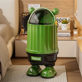 Coș de gunoi pentru uz casnic, capac mare, etanș, impermeabil, 10 L, cilindru rotund din plastic