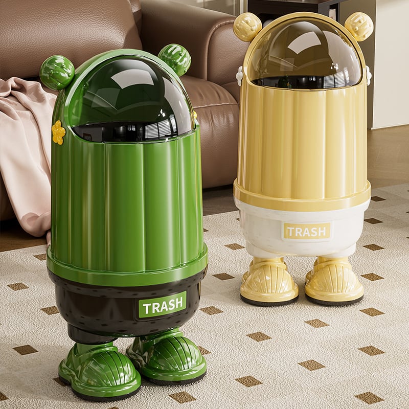 Coș de gunoi pentru uz casnic, capac mare, etanș, impermeabil, 10 L, cilindru rotund din plastic
