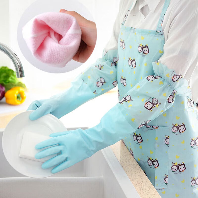 Mănuși de spălat vase, lungi, calde și impermeabile, pentru bucătărie, toamnă-iarnă, antiderapante și durabile