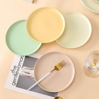 Farfurie rotundă din ceramică în stil Nordic Morandi, minimalist pentru mese zilnice – pizza, friptură, paste și desert
