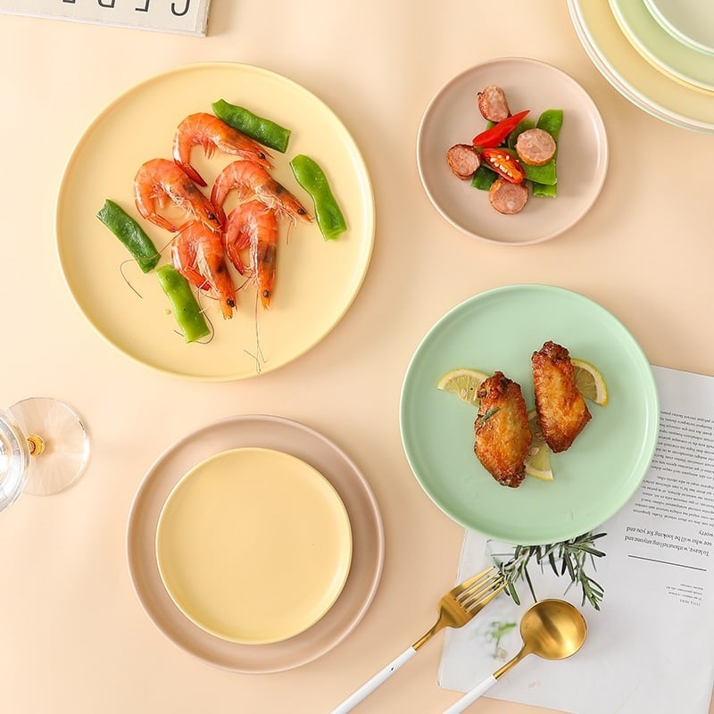 Farfurie rotundă din ceramică în stil Nordic Morandi, minimalist pentru mese zilnice – pizza, friptură, paste și desert