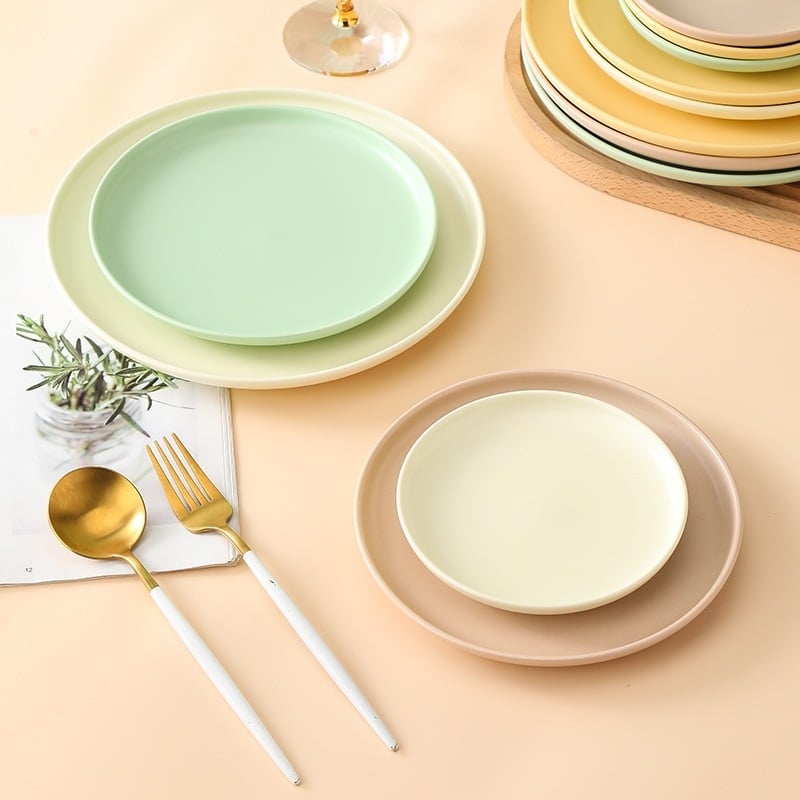 Farfurie rotundă din ceramică în stil Nordic Morandi, minimalist pentru mese zilnice – pizza, friptură, paste și desert