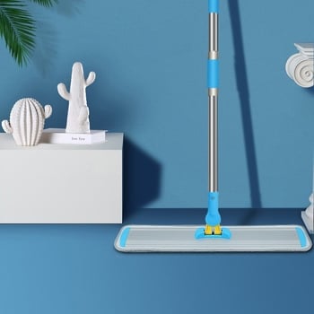 Mop plat din aliaj de aluminiu, cu mâner telescopic din oțel inoxidabil, pentru podele din lemn